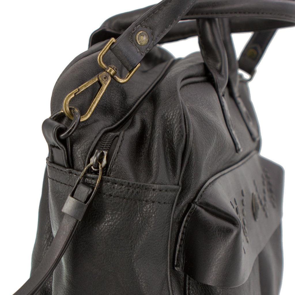 Vintage Handtasche Dunkelbraun mit aufgesetzten Tachen
