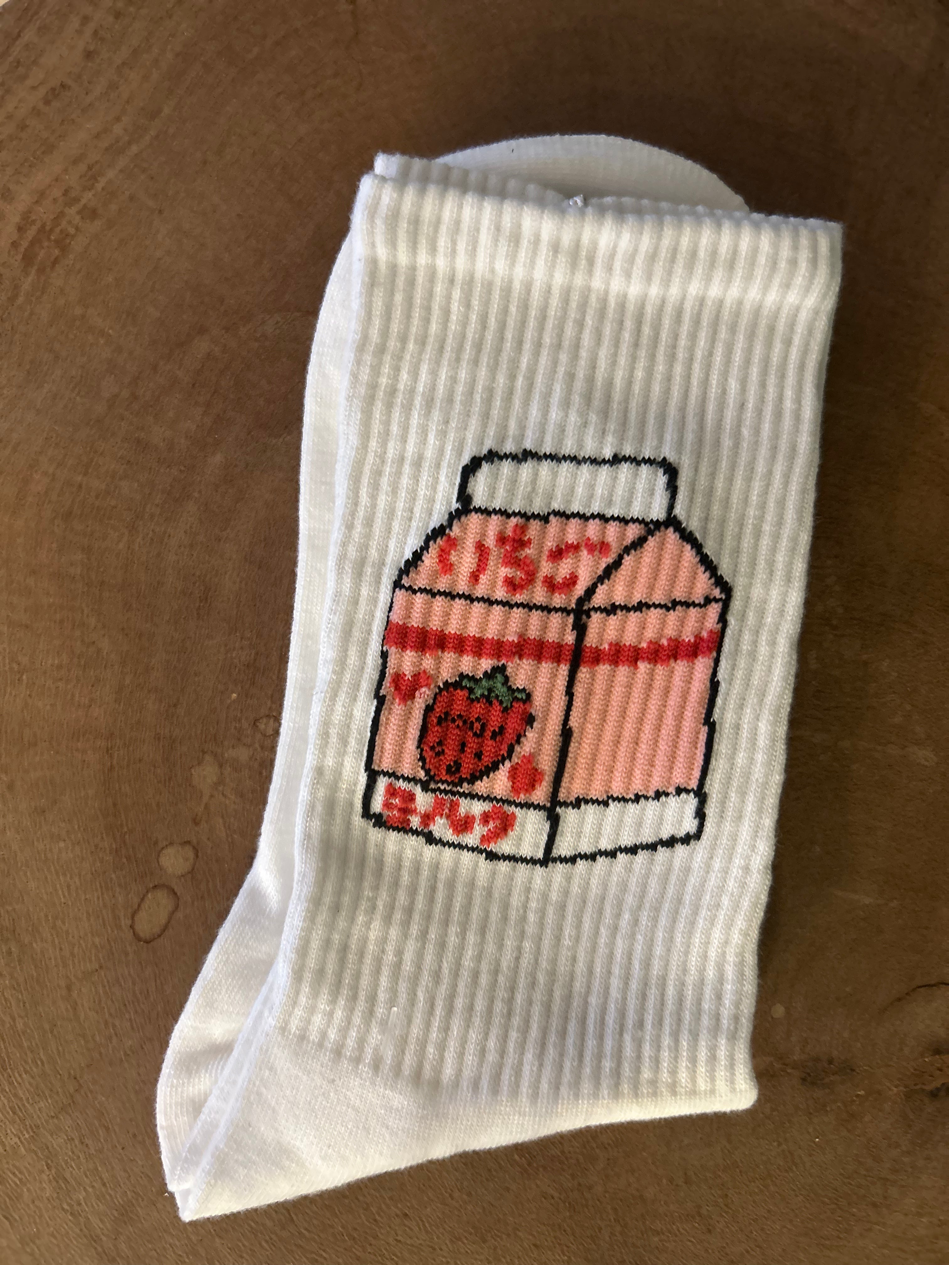 Strawberry Milk Graphic Socks