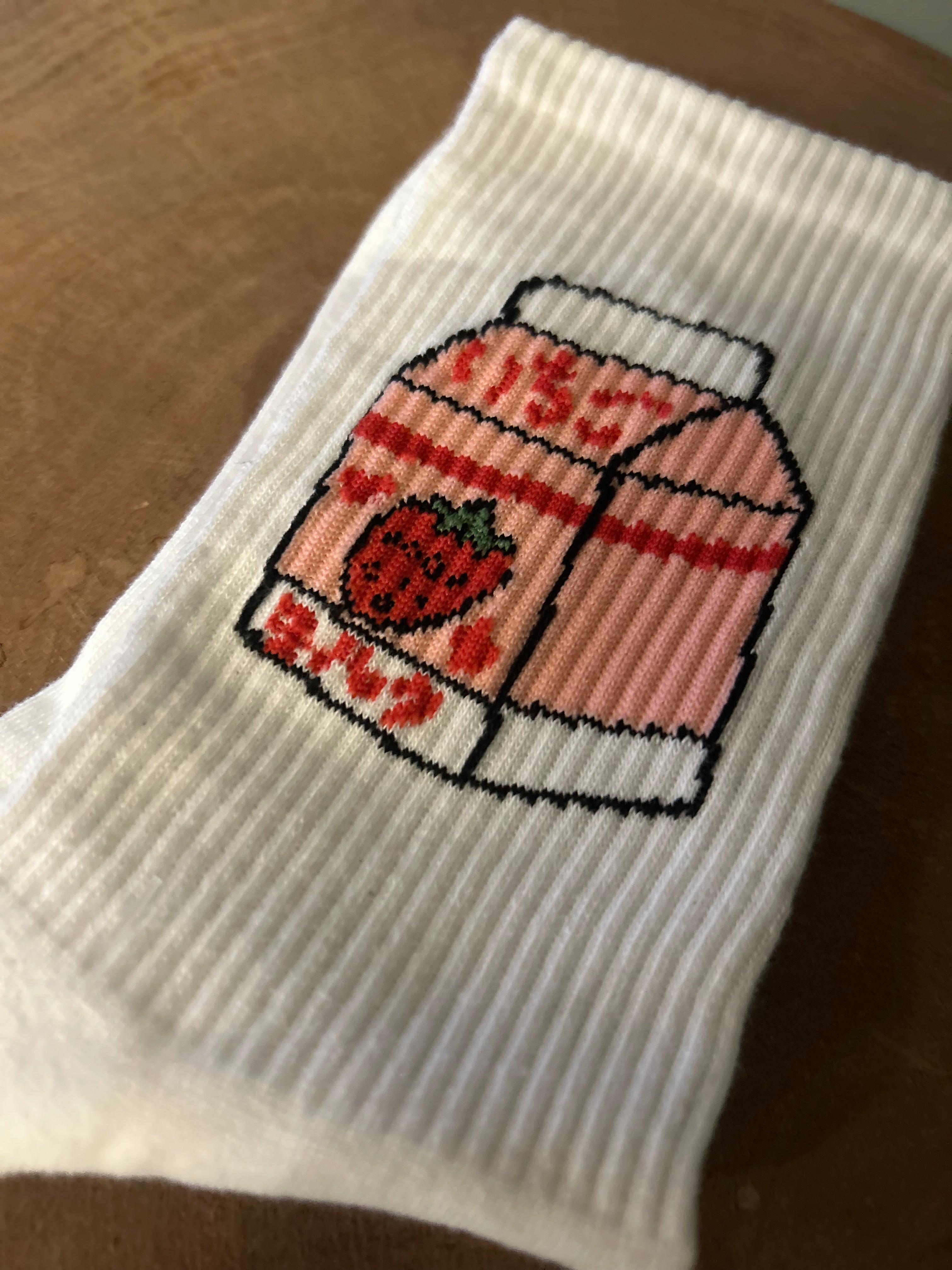 Strawberry Milk Graphic Socks