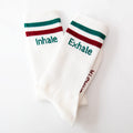 Socks with a yoga motif: Inhale Exhale | Namasté