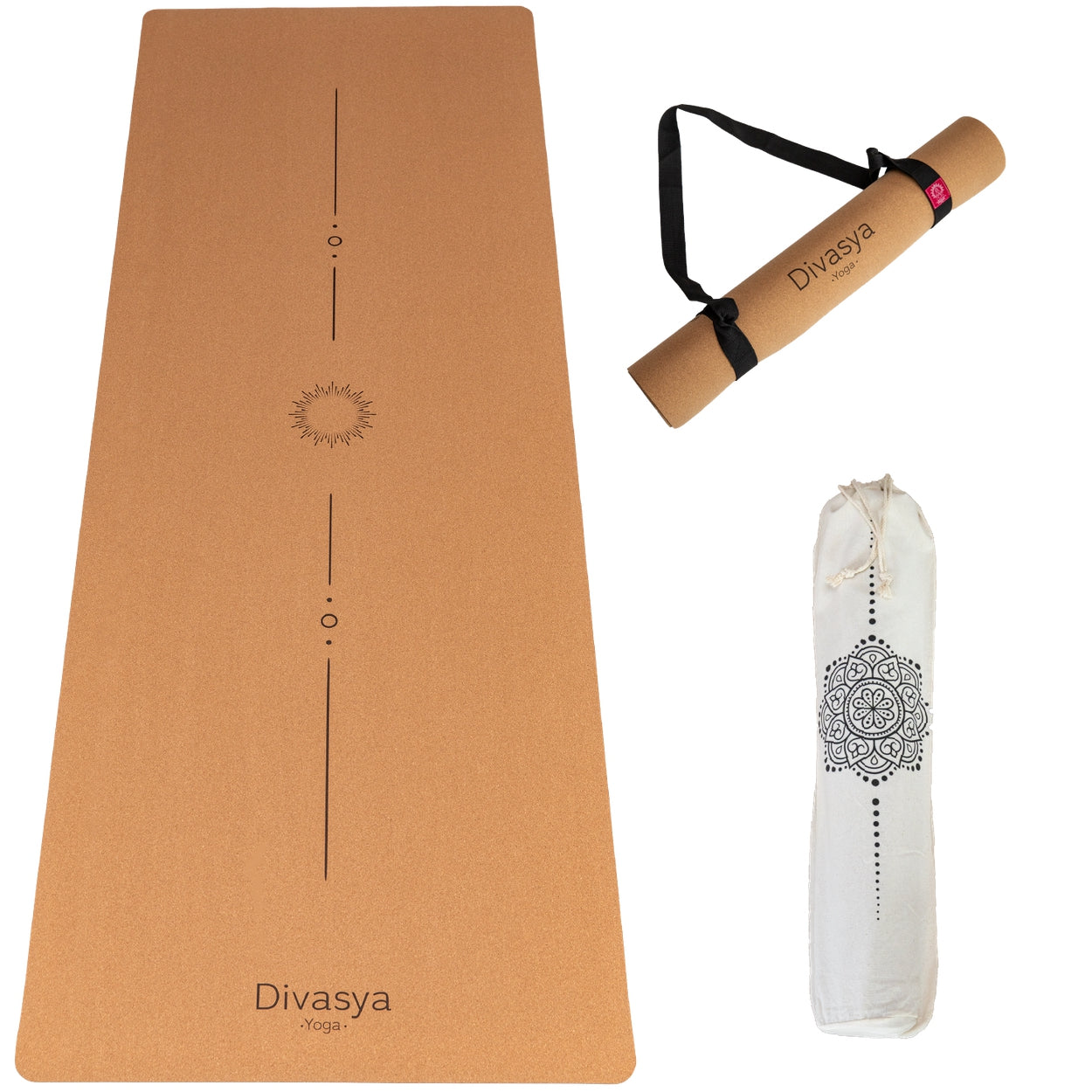 Yogamatte Kork: viele Yoga-Designs | inkl. Hülle & Tragegurt