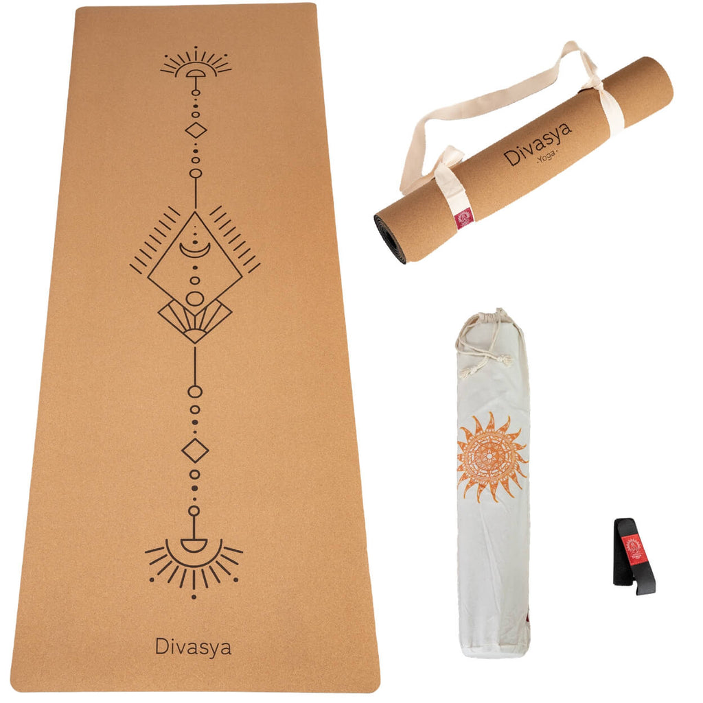 Cork Yoga Mat: 100% Natural | Portuguese Cork & Rubber | Includes Protective Cover