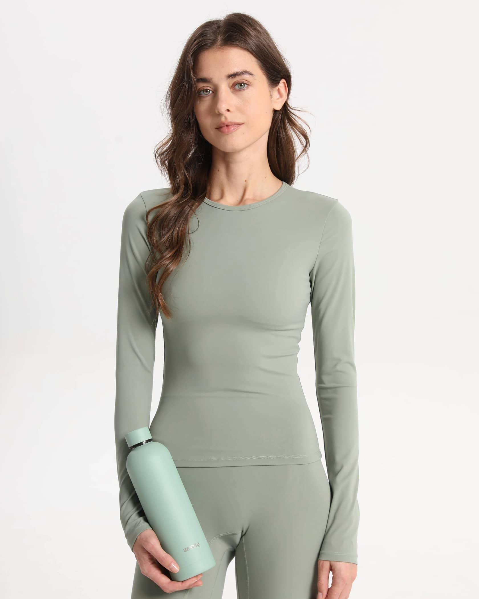 Longsleeve für Pilates & Yoga – Pulse Flow, soft & figurbetont, grün
