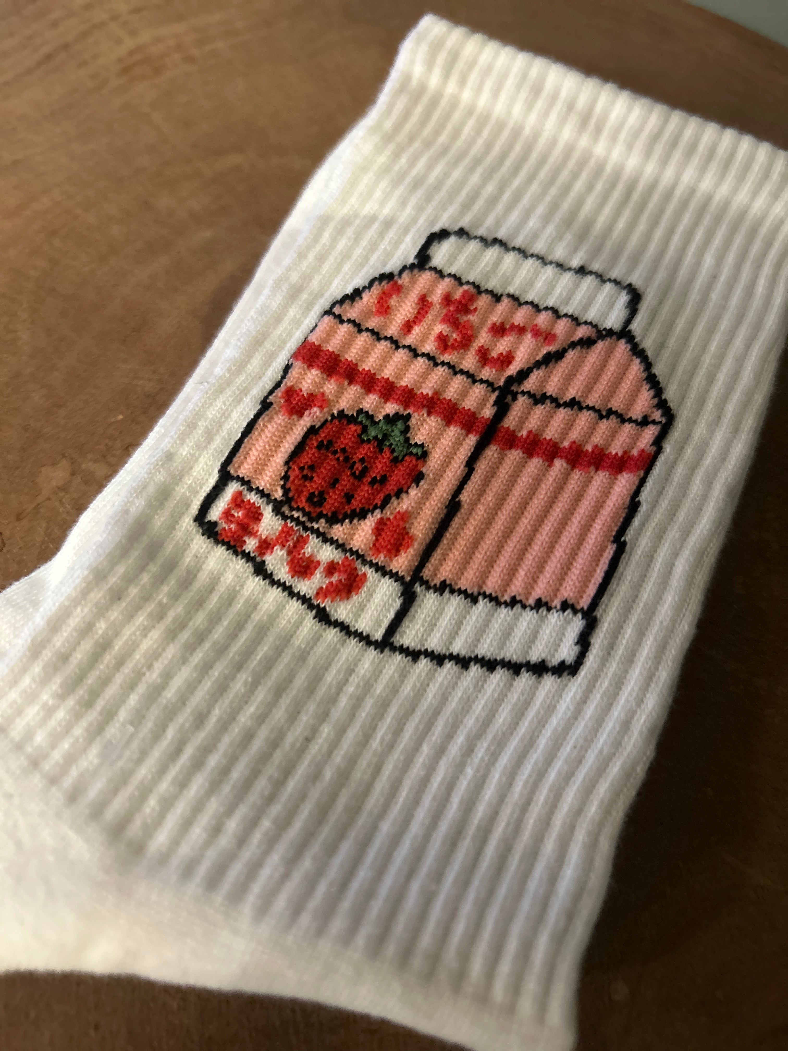 Strawberry Milk Graphic Socks