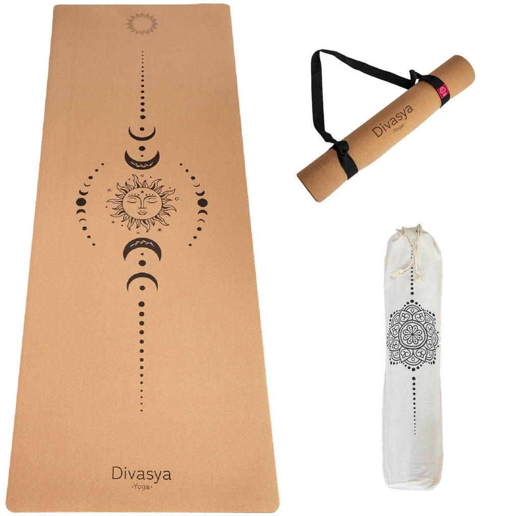 Cork Yoga Mat: 100% Natural | Portuguese Cork & Rubber | Includes Protective Cover